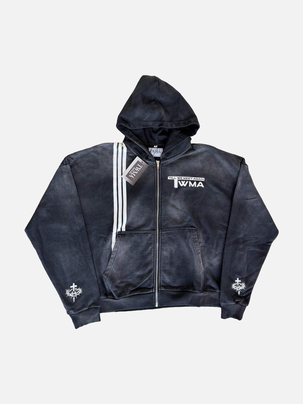Faith Over Fear Zip-Up Hoodie in zwart, voorkant