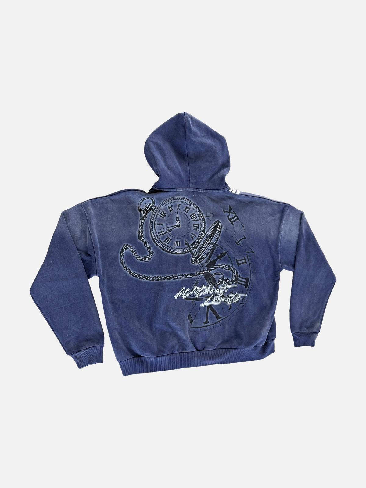 Faith Over Fear Zip-Up Hoodie in navy, achterkant